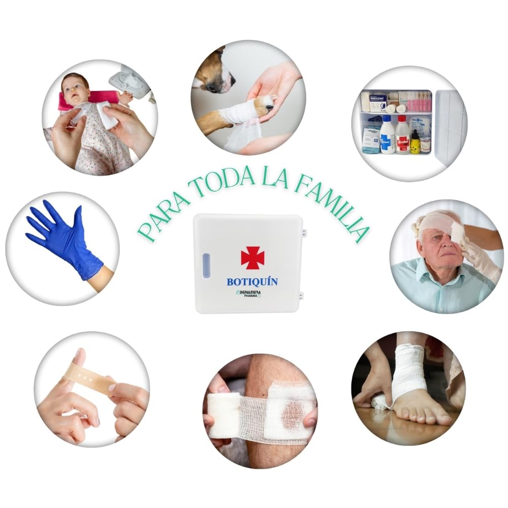 Pharma✙ Botiquin Armario de pared Primeros Auxilios para el Hogar y el Trabajo, BotiquÍn Primeros Auxilios para Casa Oficina con Guantes, Vendas, Gasas, Algodón, Tijeras, Tiritas