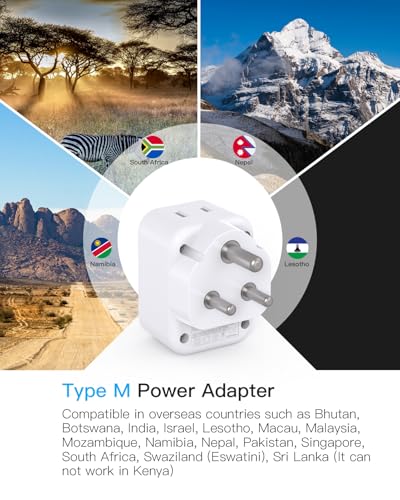 Image of HANYCONY South Africa Travel Plug Adapter, Type M Power Adapter with 2 AC Outlets 3 USB Ports(2 USB C) for US to South Africa Botswana Namibia India Nepal Bhutan Sri Lanka