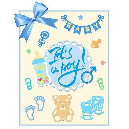 INFUNLY 16pcs Baby Shower Die Cuts Baby Dies for Card Making DIY Baby Metal Cutting Dies for Baby Shower Party Decoration Photo Album Crafts Christmas Cards