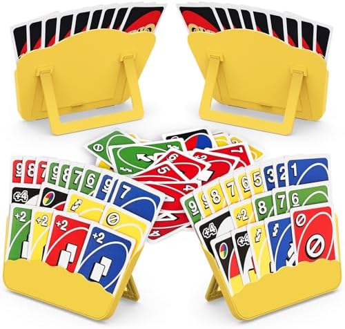 Tenyond Card Holders for Playing Cards - 4 Pack Playing Card Holder with Foldable Stand for Easy Storage and Travel Games, for Seniors, Little Hands, or Arthritis Hands, UNO, Poker, Yellow