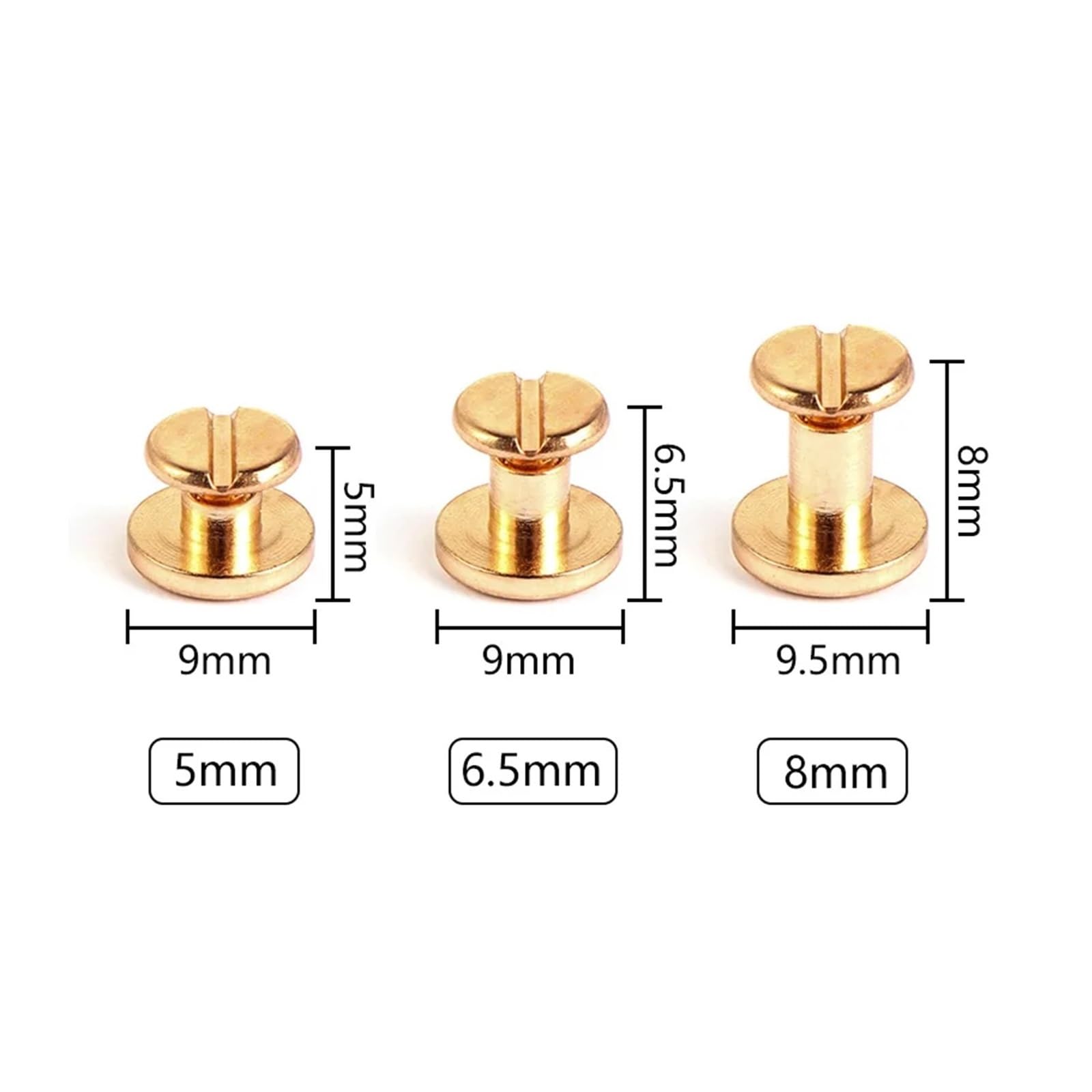 10set Flat Head Brass Solid Stud Screw Nail Rivets Leather Craft Wallet Rivets - Foto 7