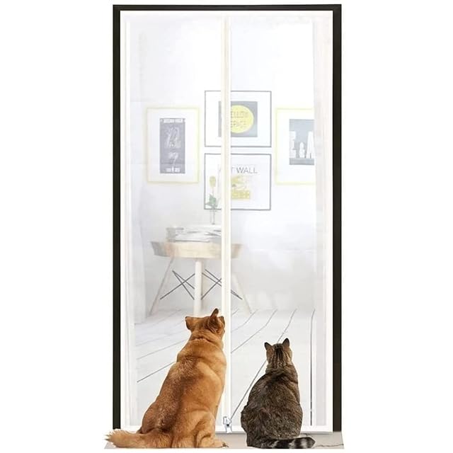 Puerta mosquitera para mascotas con cremallera, pantalla de malla resistente a los gatos de 100 x 210 cm