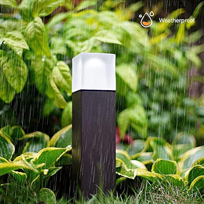 GOODSMANN Low Voltage Bollard Light 2 Watt LED Landscape Lighting 2700K Warm White Weatherproof Pathway Lights Bronze Outdoor Walkway & Sideway & Driveway Square Path Light with Cable Connector