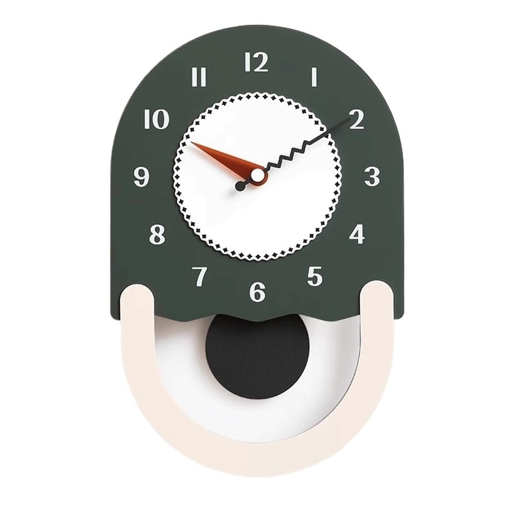 J9V4G6S3B5 Analogue Wall Clock Punch Free Clock Wall for Living Room, Stylish, Simple and Personalized Home Use, Suitable for Hotels, Bars, Restaurants for Room Decoration(Green)