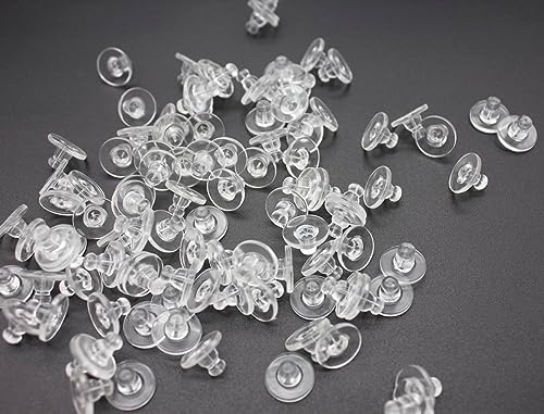 Image of Clear Silicone Earring Back Stoppers Findings Stud Earring Plugs for Jewellery Making - 200 Pcs (7mm, Clear White)