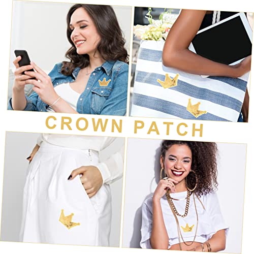 EXCEART Eisen Auf Abzeichen Zeichen Pailletten Patches Stickerei Patch Nähen Patch Gold Krone Applikationen Kappe Dekorationen Krone Vintage 5 Stück