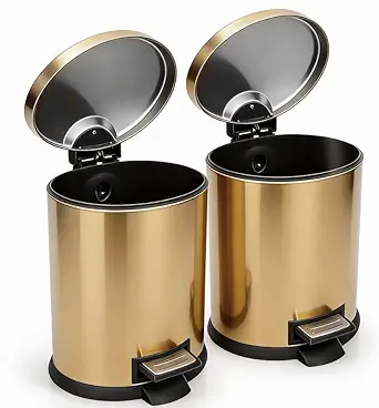 Tacho de Basura SIMPLYKLEEN 5L Oval con Tapa Soft-Close y Pedal Dorado