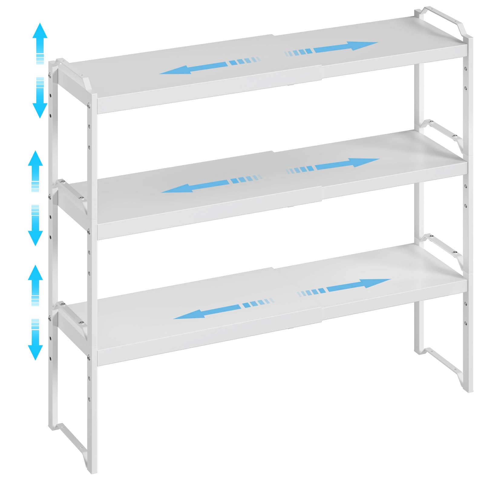 3 Pack Kitchen Cabinet Organizer Shelf, Stackable Expandable Shelves Organizers For Kitchen Cabinet Countertop Storage, Adjustable Counter Cupboard Pantry Organizer Shelf Rack Stand, Length:25.5 Inch-image-29