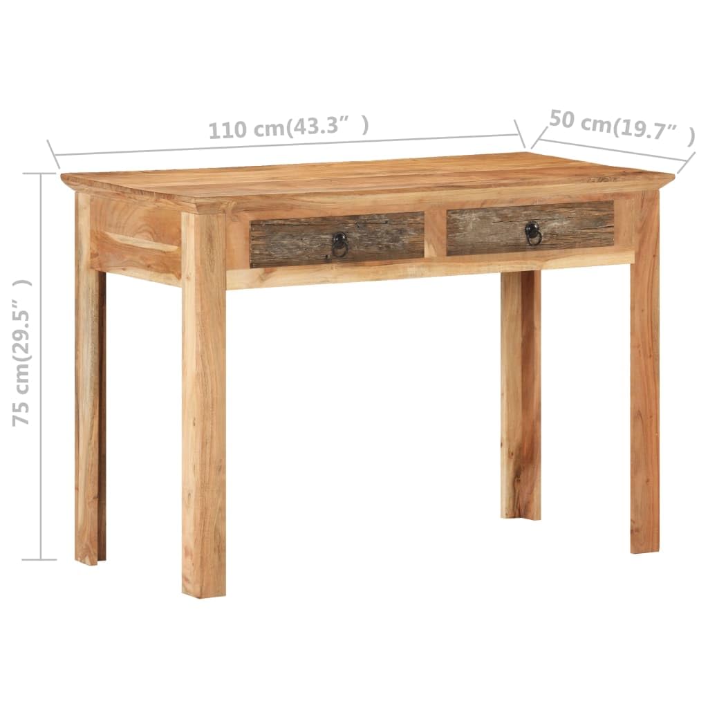 Scrivania Vintage in Legno Massello di Recupero con 2 Cassetti, Dimensioni 110x50x75 cm, per Ufficio Casa Studio e Consolle