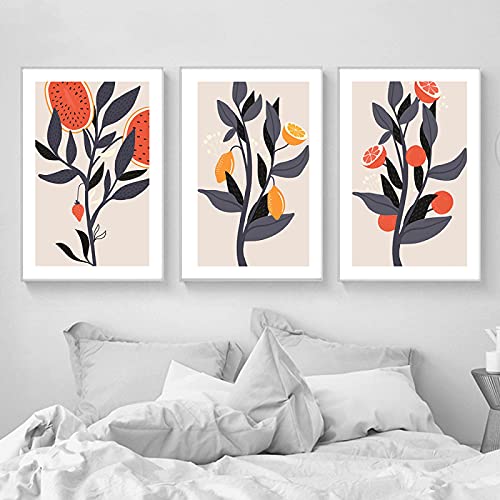 Arbre fruitier Violet Jaune affiche couleur abstraite moderne et peinture sur toile salon 70x100cm