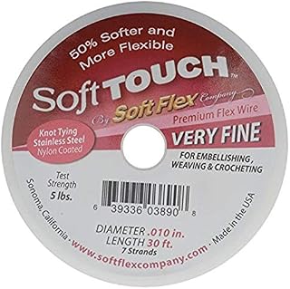 Soft Flex XCR-5413 Touch 7 String Very Fine Beading Wire, Silver, 30'/.010"