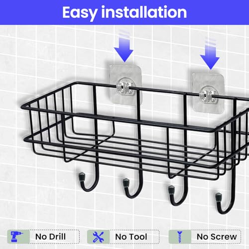Image of WonderStand SHELFIE Plus (Set of 1) | Multipurpose Bathroom Shelf Rack, GI Steel (Set of 2) with Hooks Bathroom Shelf Rack Storage Accessories Organizer