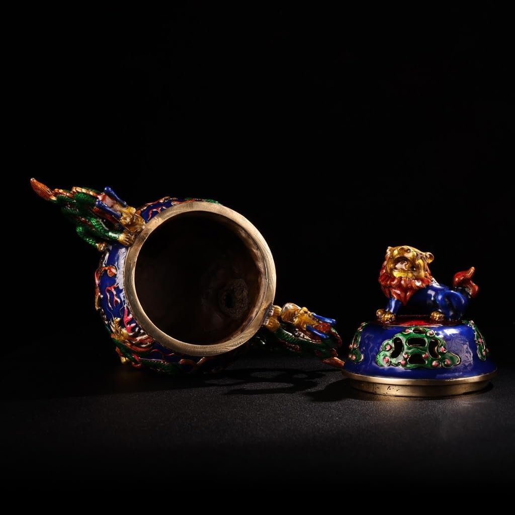 Incense Stick Holder Enamel Colored Incense Burner Ornaments Home Decoration Crafts Antique Copper Incense Burner with Lid Incense Holder for Sticks