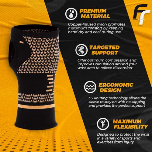 FITTOO Copper Compression Hand and Wrist Sleeves Brace for Men & Women - Pain Relief, Injury Recovery, Suitable for Sports Protection - Fits Left or Right Hand - Image 4