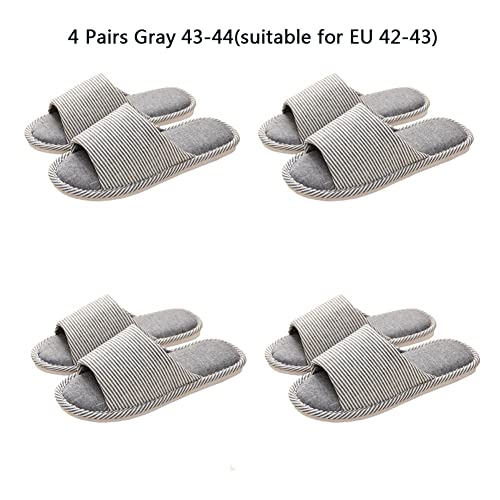 Teceyfeet Lot de Pantoufles Unisexes pour Hôtel, 4 Paires Mules de Bain Lavables Pantoufles d’invités Antidérapantes en Lin Pantoufles à Orteil Découvert pour Spa, Invités de Fête, Hôtel et Voyage, 4 – vue 2
