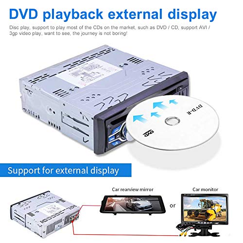 Camecho Single Din Car Stereo Radio With Cd Player, Car Dvd Bluetooth Player Fm Audio Receiver Mp3 Player Support Usb/Sd Card Input, Auxiliary Input Multimedia Cd Car Stereo + Remote Control #TOP5