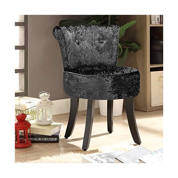 Padded Dressing Table Stool, Vanity Chair with Rubber Black Wood Legs Comfortable Makeup Stool Dressing Chair Fabric Dressing Table Chair With High Back,Makeup Vanity Stool For Guest Room Hall 48*52.5*62CM - Image 6