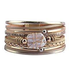 Leather Wrap Bracelet -Beige