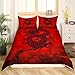 Castle Fairy Red Base Black Dragon Print Bedding Cover Sets King Chinese Dragon Pattern Bedding Cover Sets King Soft Microfiber 3 Pieces Comforter Sets(1 Duvet Cover 2 Pillow Cases),No Comforter