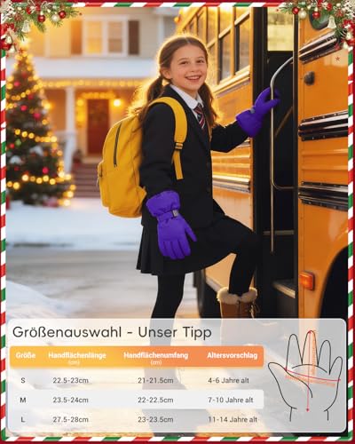 ThxToms Guantes de Esquí para Niños Nieve de Invierno -15 ℃ | Cortavientos Cálido e Impermeable | Clima Frío Engrosado de Oxford | Deportes al Aire Libre Snowboard Esquí |Niño y Niña de 4 a 13 Años - imagen 6