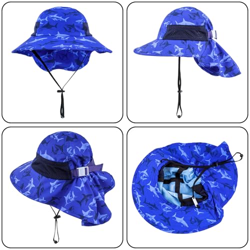 Image of Toddler Baby Sun Hat Kids Summer Beach Essentials Adjustable Beach Hats with Bucket Wide Brim for Boys Girls Age 0-14 Years