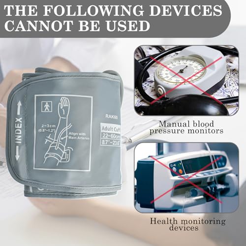 Blutdruckmanschette Ersatz，22-60cm Extra Große Manschette, Blutdruckmanschettenarm mit 6 Stück Gelenken, Blutdruckmessgerät Oberarm Manschette Kompatibel mit den Meisten Blutdruckmessgeräten