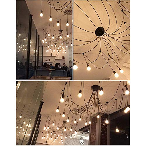 Lámpara de araña de 8 luces E27 XANAYXWJ industrial con altura ajustable para techo de comedor 7