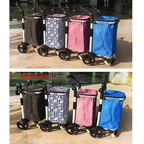 GJ-gwcd Zusammenklappbarer Einkaufskorb, tragbarer Einkaufskorb, leicht, Treppenkletterwagen, mit rollenden… – Bild 6