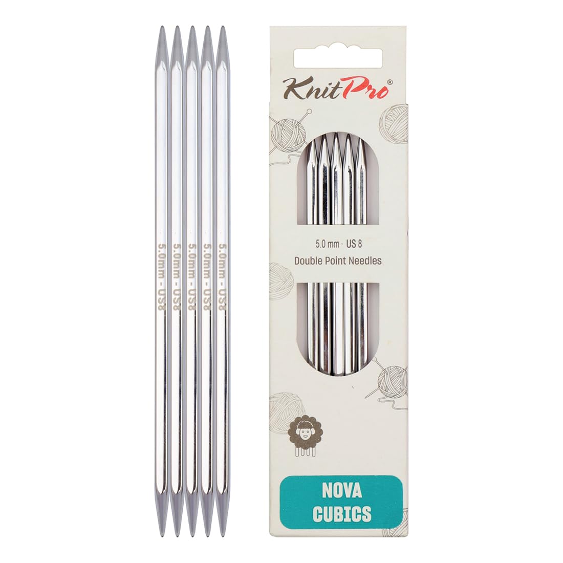 KnitPro Nova Cubics Double Pointed Needles 8" (20cm) | 5.00mm