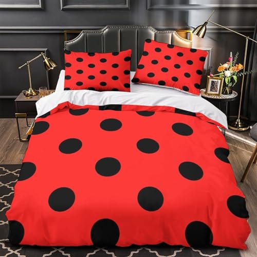 Housse de Couette à Pois Microfibre Couverture de Lit Double Lavable 200x200