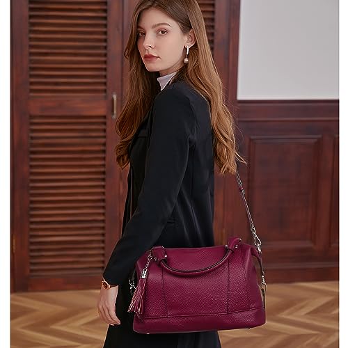Image of HESHE Womens Genuine Leather Purse Satchel Tote Bags Ladies Real Leather Bags Crossbody Handbags