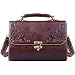 Jack&Chris Small Vintage Satchel Leather Handbags Floral Purse Top Handle Crossbody Bag for Women, WBZP033