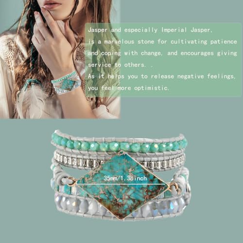 YGLINE Boho Handmade Wrap Leather Tube Crystal Stone Bracelet for Women2