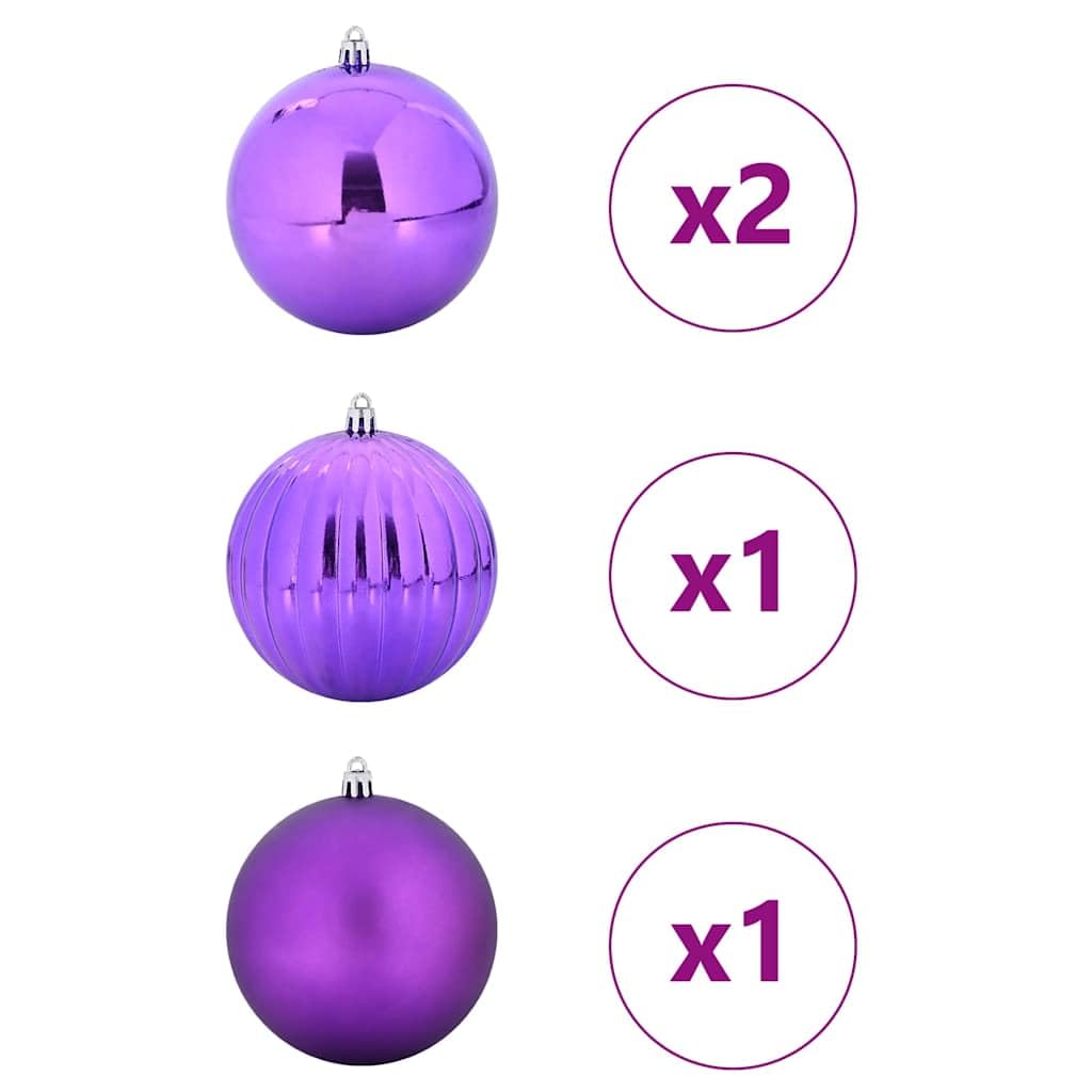 Weihnachtsbaumschmuck Set XXL 4 Stück Lila Kunststoff elegante Kugeln minimalistisch dekorativ für festliche Weihnachtsdeko im Innen- und Außenbereich