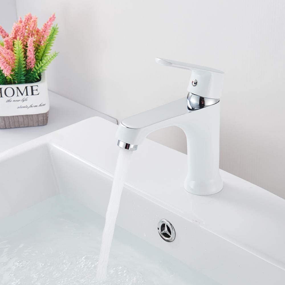 Robinet mitigeur monotrou cascade blanc chromé lavabo salle de bain