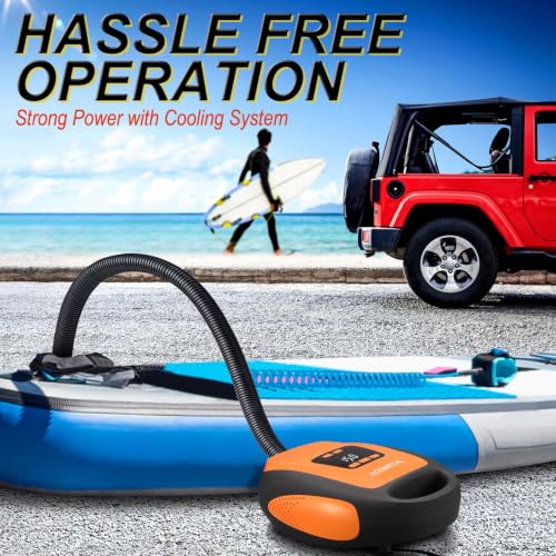 Image of kosmegal Paddle Board Pump Electric Portable, SUP Pump for Paddleboard, 20PSI Air Compressor with Auto-Off, Deflation Function for Inflatables, Kayaks and Boats