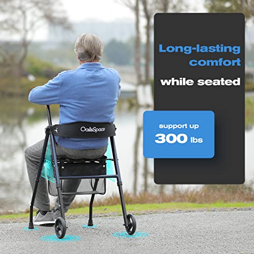 Oasisspace 2 Wheeled Rollator Walker With Seat,6” Front Wheels Walker For Senior,Adult Walker With Backrest & Storage Bag #TOP5