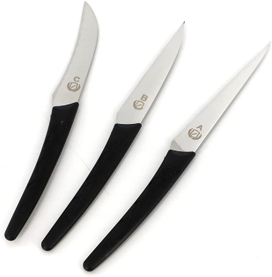 Carving Knives for Fruits & Vegetables ? Set of 3 Ultra Sharp Paring Knives with Stainless Steel Blades, Precision Cutting Tools for Kitchen, Garnishing & Food Decoration