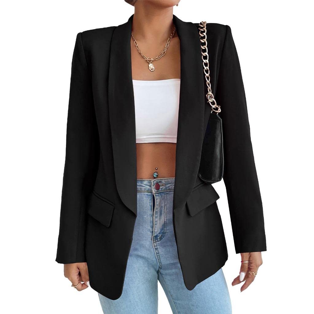 Womens Casual Blazers Open Front Long Sleeve Blazer Work Office Pockets Jackets