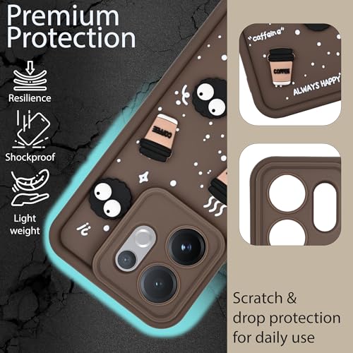 Image of DARKFIT Back Case Cover Compatible for Vivo V60 5G | Cute Fun Cartoon 3D Ball | Coffee Silicone Case | Case Cover with Camera & Body Protection | Shock Proof | for Vivo V60 5G | Color Brown