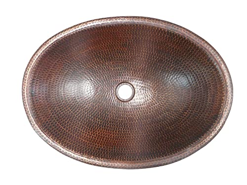 Simply Copper 19' Oval Copper Bathroom Sink Rolled Edge for Drop In or Vessel
