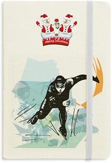 Caderno de Inverno Esportivo Speed Skating Masculino Atletas Natal Snowman Capa Dura Grossa