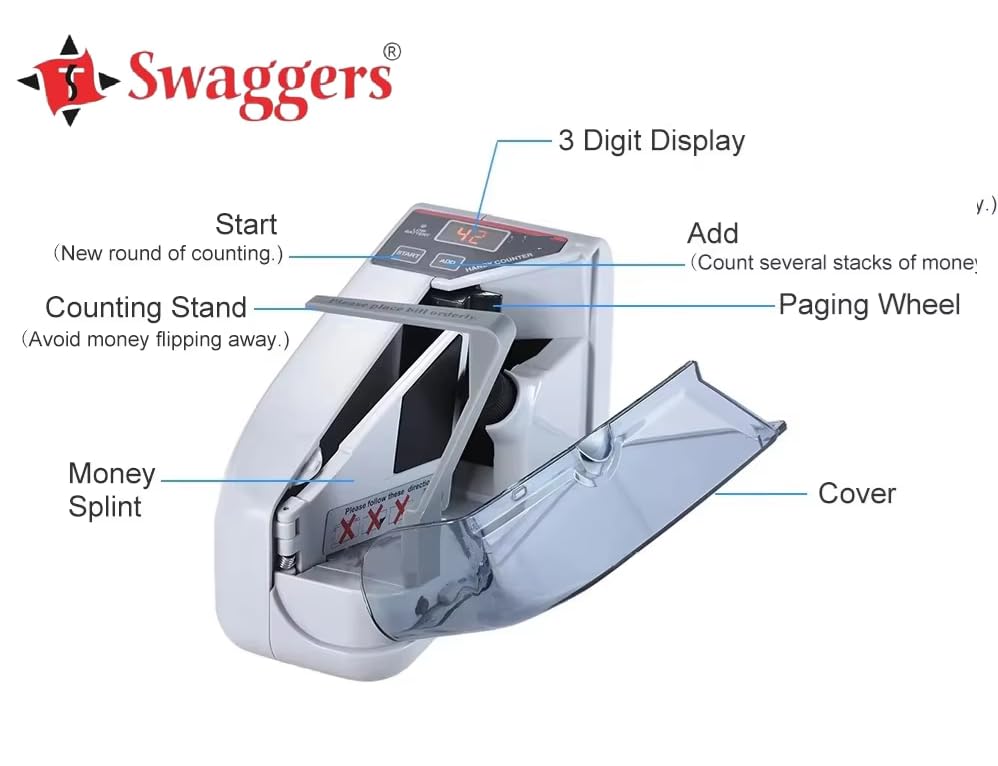 Image of Swaggers Handy Portable Mini Note Counting Machine /Cash Counting Machine for All New & Old Notes - Led Display