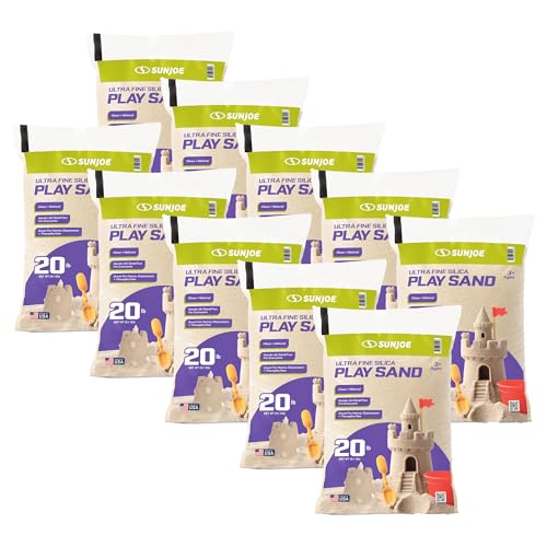 Sun Joe 10 Pack Silica Play Sand for Sandbox, Sensory Table & Garden Spaces, Ultra Fine, 20 Lbs -...