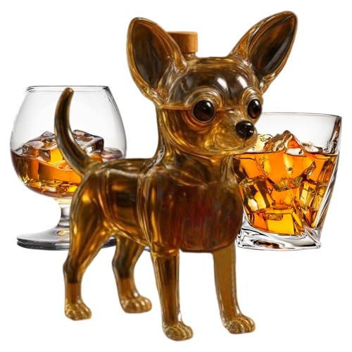 Decantador de whisky, decantadores de botellas de licor de perro para alcohol, recipiente de almacenamiento de cristalería, decoración de mesa para papá, hermano, hombres, cumpleaños, Navidad, bar