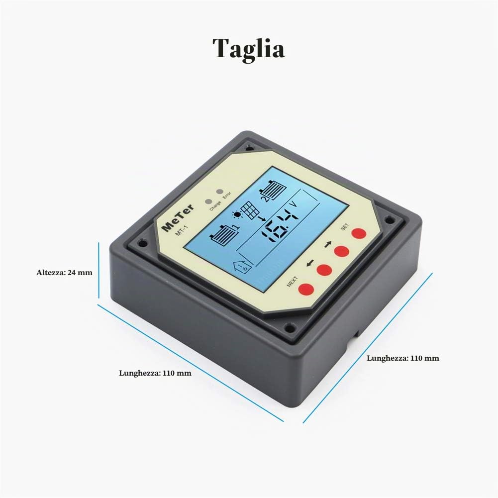 SolaMr Renote Meter for Duo-Battery Solar Charge Controller with 10 Meter Cable for EPIPDB-COM Series (MT-1)