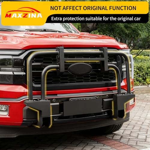 Image of Bull Bar Compatible with 2021-2025 2026 Ford F150 Front Bumper Carbon Steel Bolt-On Grill Bar Bumper Grille Brash Gurad for 2024 F-150 Accessories