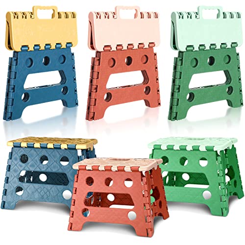 Pinkunn 6 Pcs Kids Folding Step Stool For Toddlers 7 Inch Plastic Nonslip Foldable Step Stool Holds Up To 110 Lbs With Handle Lightweight Folding Foot Stool For Bathroom Sink Kitchen #TOP15