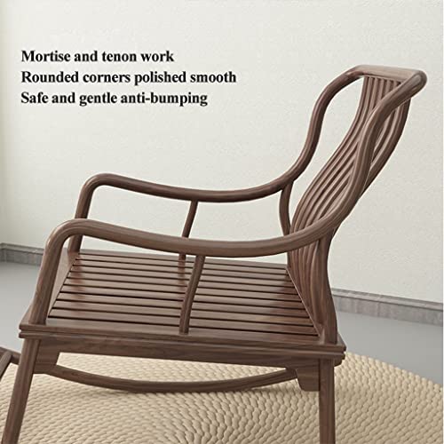 110 * 65 * 90Cm, Modern Rocking, Black Walnut Home Balcony Leisure Lounger, Adult Getaway Napping Chair, Simple Wood Rocking Chair #TOP5