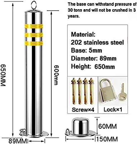Pacote com 2 postes de segurança para entrada de automóveis, cones de trânsito de aço inoxidável com